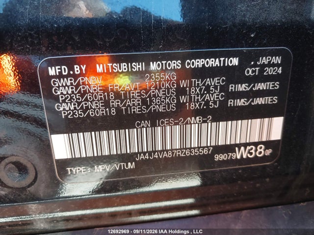Mitsubishi Outlander 2024 JA4J4VA87RZ635567 Image 9