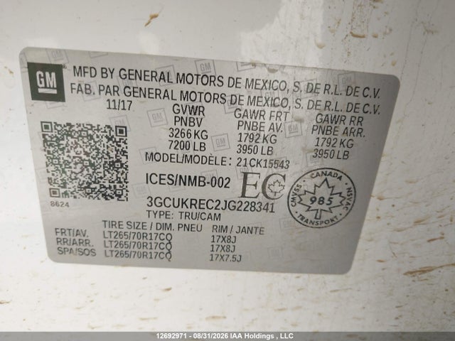 Chevrolet Silverado K1500 Lt 2018 3GCUKREC2JG228341 Image 17