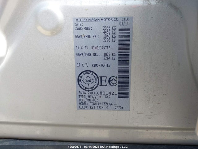 Nissan Rogue 2014 5N1AT2MTXEC801421 Image 19
