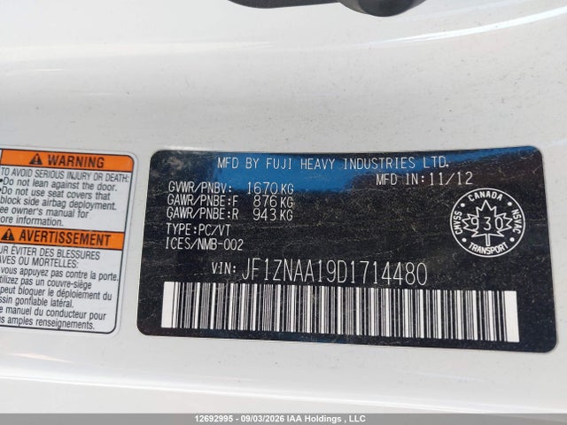 Продаж на аукціоні авто 2013 Scion Fr-s Scion 10, vin: JF1ZNAA19D1714480, номер лоту: 12692995