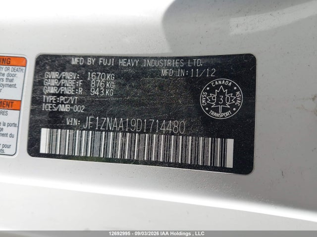 Продаж на аукціоні авто 2013 Scion Fr-s Scion 10, vin: JF1ZNAA19D1714480, номер лоту: 12692995