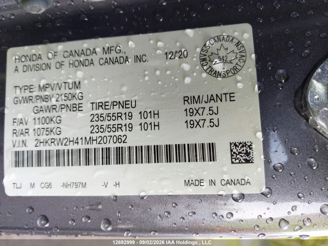 2HKRW2H41MH207062 Honda Cr-v Sport