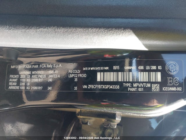 Aukcja sprzedaży 2016 Fiat 500x Sport, vin: ZFBCFYBTXGP343338, numer aukcji: 12693002