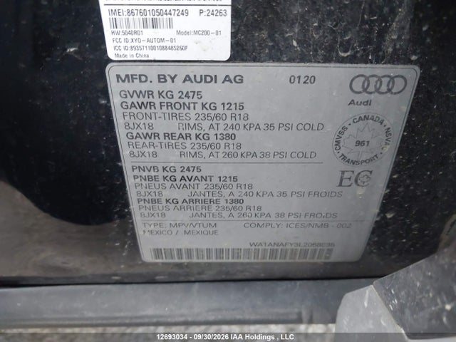 Aukcja sprzedaży 2020 Audi Q5 45 Komfort, vin: WA1ANAFY3L2058535, numer aukcji: 12693034