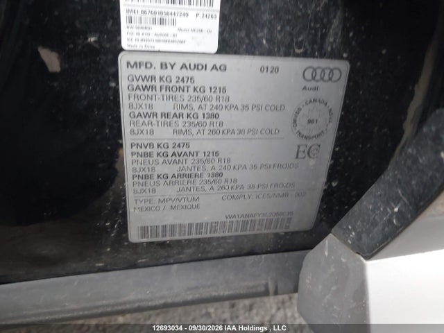 Aukcja sprzedaży 2020 Audi Q5 45 Komfort, vin: WA1ANAFY3L2058535, numer aukcji: 12693034