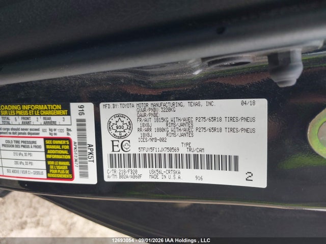 5TFUY5F11JX750569 Toyota Tundra Double Cab Sr/double Cab Sr5
