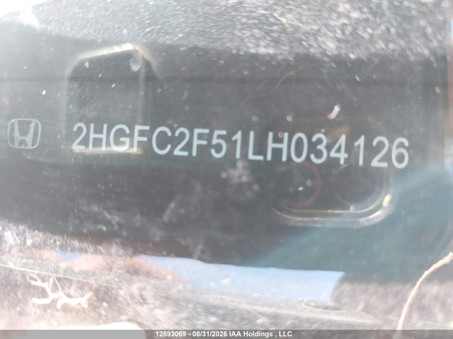 12693069 :رقم المزاد ، 2HGFC2F51LH034126 vin ، 2020 Honda Civic Lx مزاد بيع