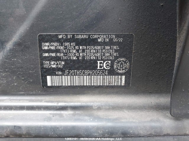 Продажа на аукционе авто 2023 Subaru Crosstrek Outdoor, vin: JF2GTHSC8PH205624, номер лота: 12693101