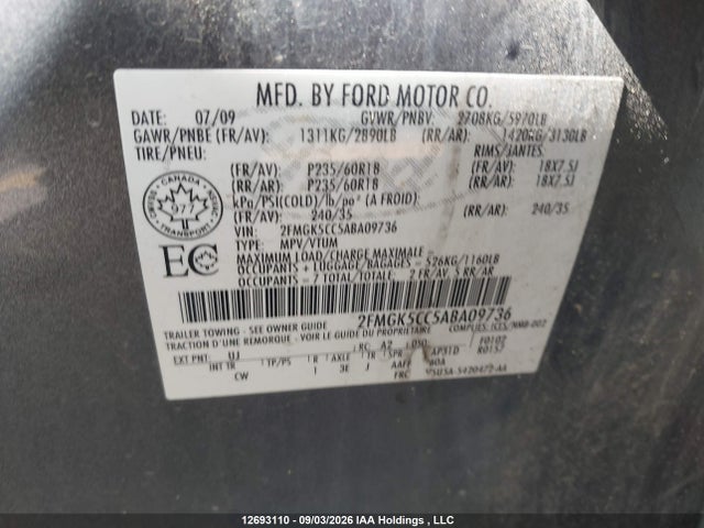 Aukcja sprzedaży 2010 Ford Flex Sel, vin: 2FMGK5CC5ABA09736, numer aukcji: 12693110