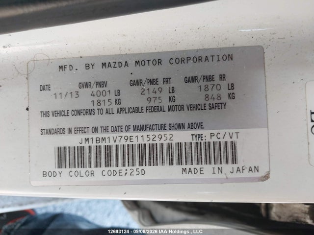 Mazda Mazda3 Gs-sky 2014 JM1BM1V79E1152952 Image 9