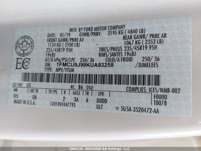 Ford Escape Titanium 2019 1FMCU9J99KUA83258 Image 18