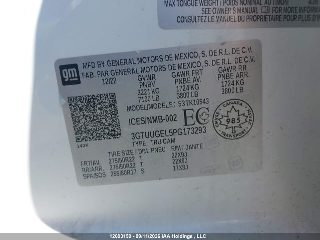 3GTUUGEL5PG173293 GMC SIERRA 1500
