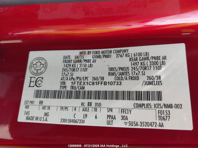 1FTEX1C81FFB10733 Ford F-150 Xlt