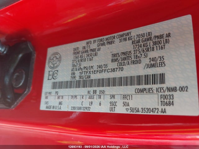 Ford F150 Super Cab 2015 1FTFX1EF0FFC38770 Image 9