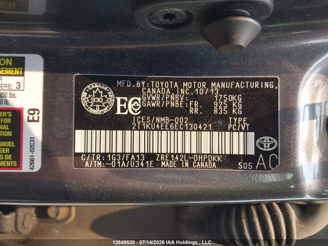 2T1KU4EE6EC130421 Toyota Matrix