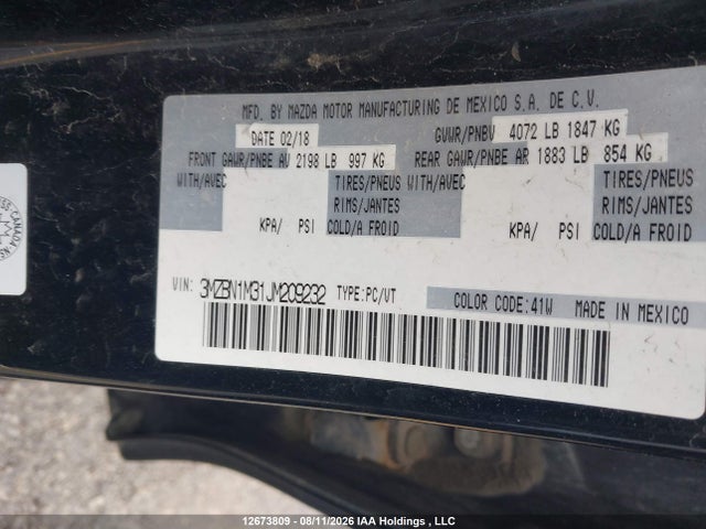 3MZBN1M31JM209232 Mazda Mazda3 Gt
