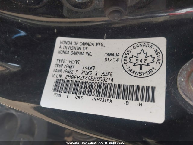 Honda Civic Lx 2014 2HGFB2F45EH006214 Image 21