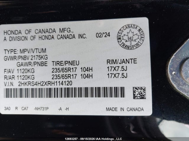 Honda CR-V 2024 2HKRS4H2XRH114120 Image 9