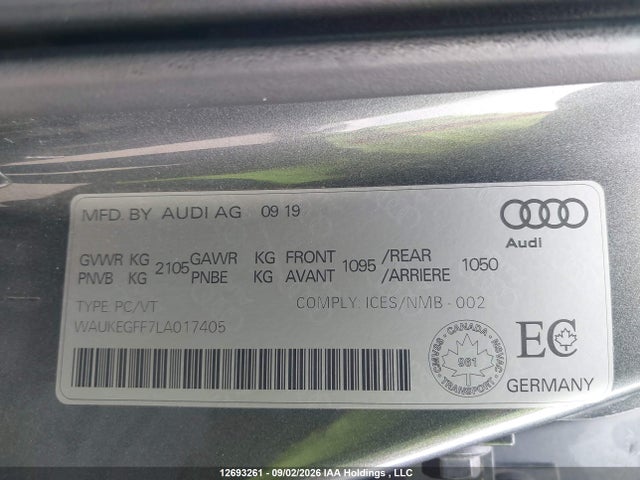 Aukcja sprzedaży 2020 Audi A3 45 Technik, vin: WAUKEGFF7LA017405, numer aukcji: 12693261