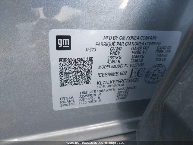 Chevrolet Trax 2024 KL77LKE26RC134421 Image 9
