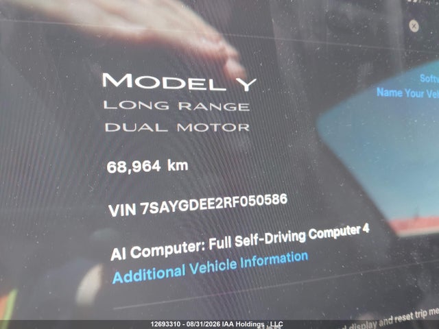 Продажа на аукционе авто 2024 Tesla Model Y, vin: 7SAYGDEE2RF050586, номер лота: 12693310