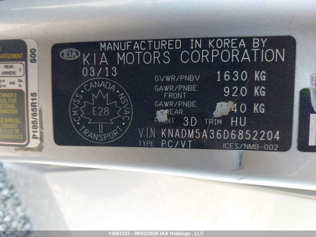 Aukcja sprzedaży 2013 Kia Rio Ex/lx/lx+/sx, vin: KNADM5A36D6852204, numer aukcji: 12693322