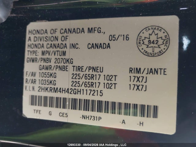 Honda CR-V SE 2016 2HKRM4H42GH117215 Image 19