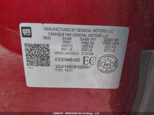 Chevrolet Bolt Euv Lt 2023 1G1FY6S03P4186857 Image 9