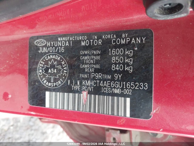 Hyundai ACCENT SE 2016 KMHCT4AE6GU165233 Image 9
