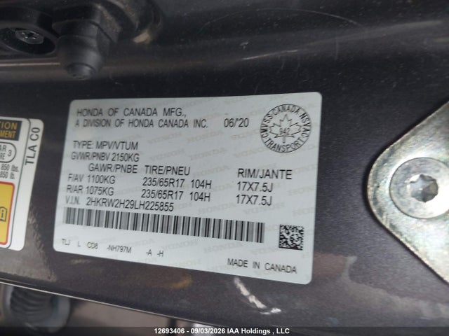 Honda CR-V LX 2020 2HKRW2H29LH225855 Image 9