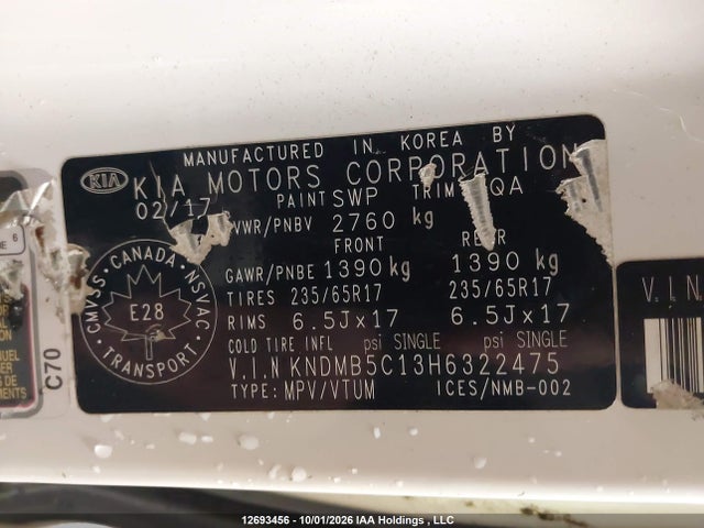 Aukcja sprzedaży 2017 Kia Sedona Lx, vin: KNDMB5C13H6322475, numer aukcji: 12693456