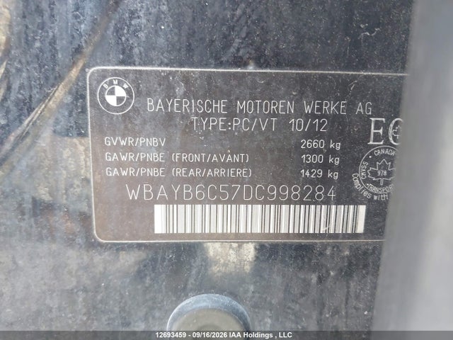 Продажа на аукционе авто 2013 Bmw 750 Xi, vin: WBAYB6C57DC998284, номер лота: 12693459