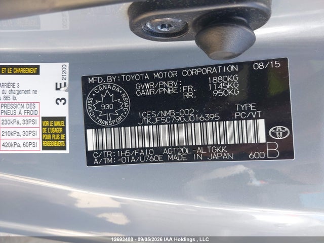 JTKJF5C79GJ016395 Toyota SCION TC