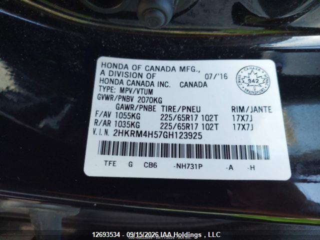 12693534 :رقم المزاد ، 2HKRM4H57GH123925 vin ، 2016 Honda Cr-v Ex مزاد بيع