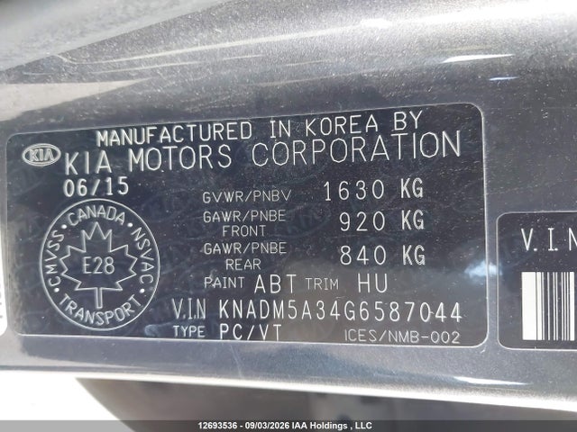 KIA RIO LX 2016 KNADM5A34G6587044 Image 9