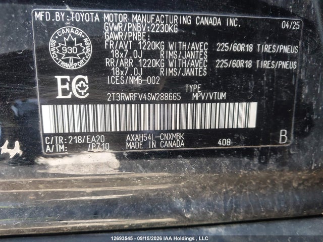 2025 Toyota Rav4 Xle/woodland Edition მანქანა იყიდება აუქციონზე, vin: 2T3RWRFV4SW288665, აუქციონის ნომერი: 12693545