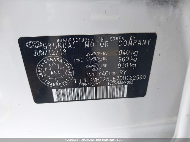 Продажа на аукционе авто 2013 Hyundai Elantra Gt, vin: KMHD25LE7DU122560, номер лота: 12693590