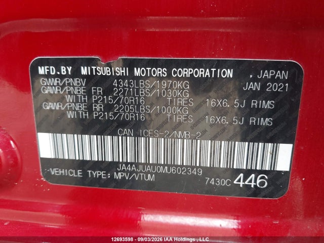 Mitsubishi RVR 2021 JA4AJUAU0MU602349 Image 15