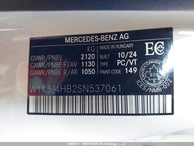 W1K5J4HB2SN537061 Mercedes-Benz CLA 250 4MATIC