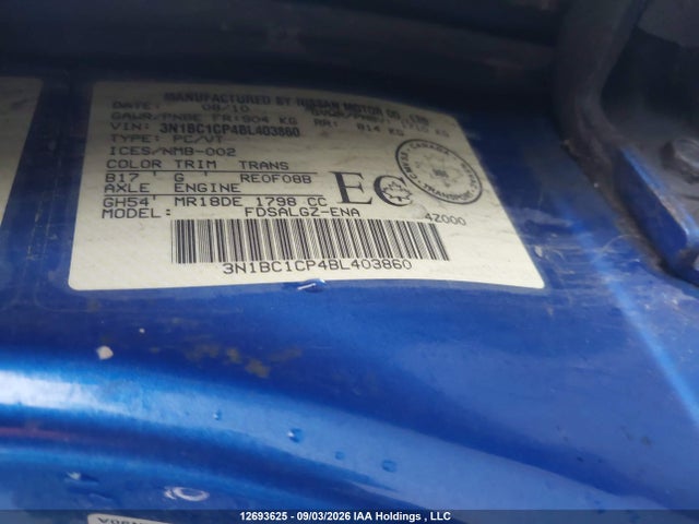 Продажа на аукционе авто 2011 Nissan Versa, vin: 3N1BC1CP4BL403860, номер лота: 12693625