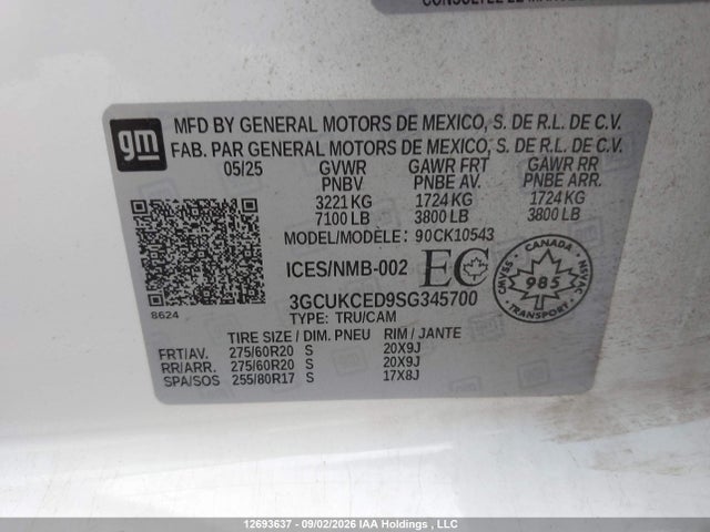 3GCUKCED9SG345700 Chevrolet Silverado K1500 Trail Boss Custom