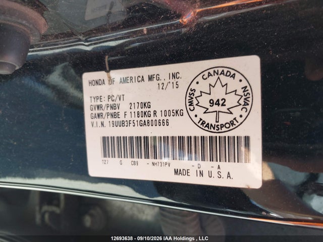 Продаж на аукціоні авто 2016 Acura Tlx Tech, vin: 19UUB3F51GA800666, номер лоту: 12693638
