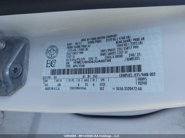 Ford Escape 2018 1FMCU9HD6JUA00748 Image 9