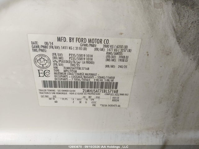 Aukcja sprzedaży 2014 Lincoln Mkt, vin: 2LMHJ5AT7EBL57168, numer aukcji: 12693670