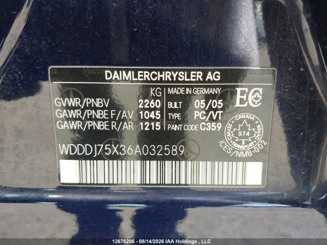 Продаж на аукціоні авто 2006 Mercedes-benz Cls 500, vin: WDDDJ75X36A032589, номер лоту: 12676206