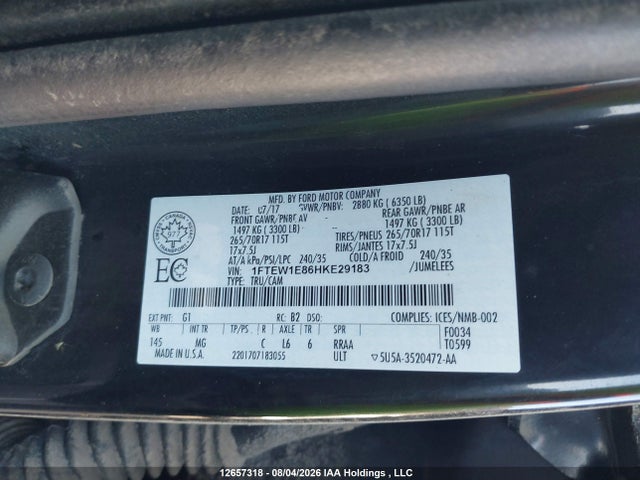 1FTEW1E86HKE29183 Ford F-150 Xlt