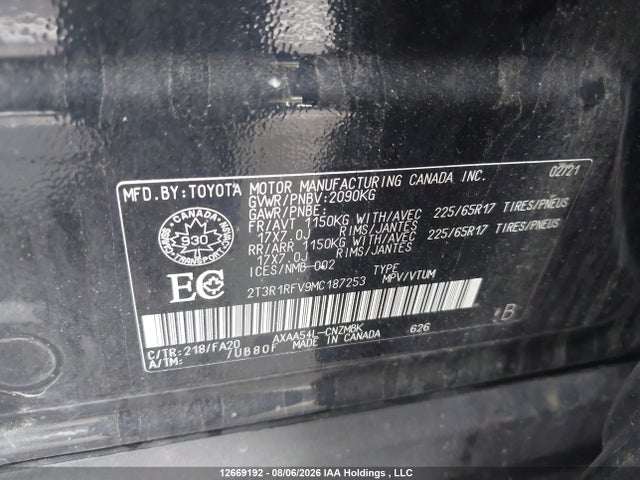 Toyota Rav4 Xle 2021 2T3R1RFV9MC187253 Image 9