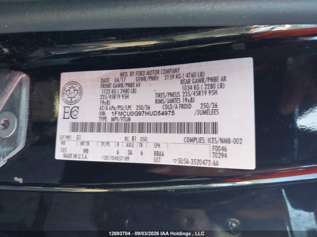 Ford ESCAPE SE 2017 1FMCU0G97HUD54975 Image 19