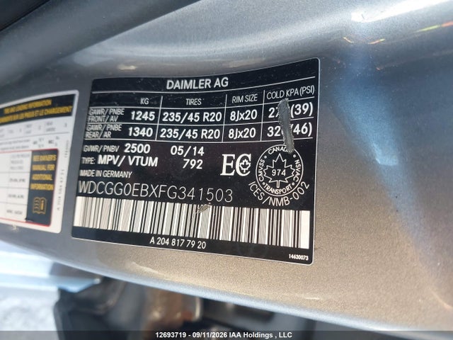 2015 Mercedes-benz Glk 250 Bluetec 4matic მანქანა იყიდება აუქციონზე, vin: WDCGG0EBXFG341503, აუქციონის ნომერი: 12693719