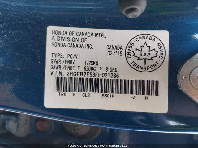 Honda Civic Ex 4dr 2015 2HGFB2F53FH021286 Image 20
